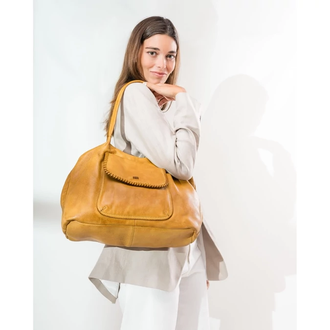 BIBA WINONA WIN5L bag MOSTAZA – sárga limitált szériás bőr oldaltáska