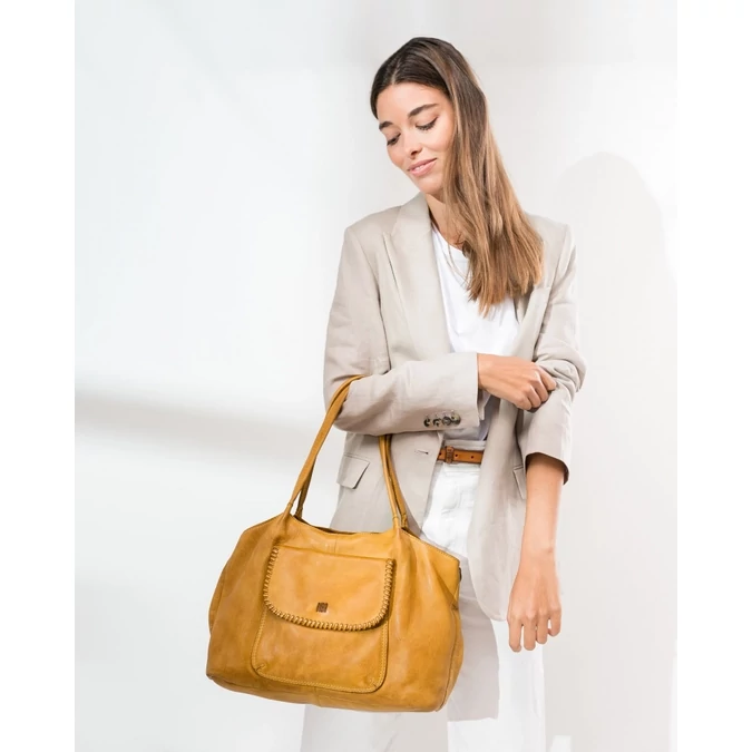 BIBA WINONA WIN5L bag MOSTAZA – sárga limitált szériás bőr oldaltáska